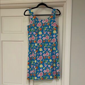 Blue Sleeveless Sundress with Square Neck